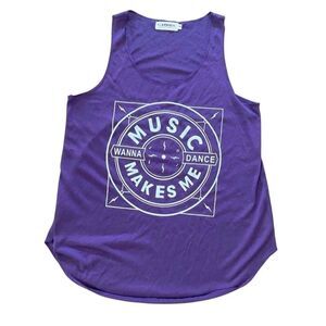 Queer Eye Women's Purple Graphic Tank Top "Music Makes Me Wanna Dance" S
